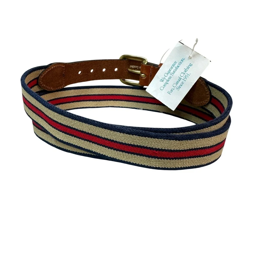 NWT Mark Fore & Strike Mens 38 Surcingle Belt Leather Man Ltd Navy Striped USA